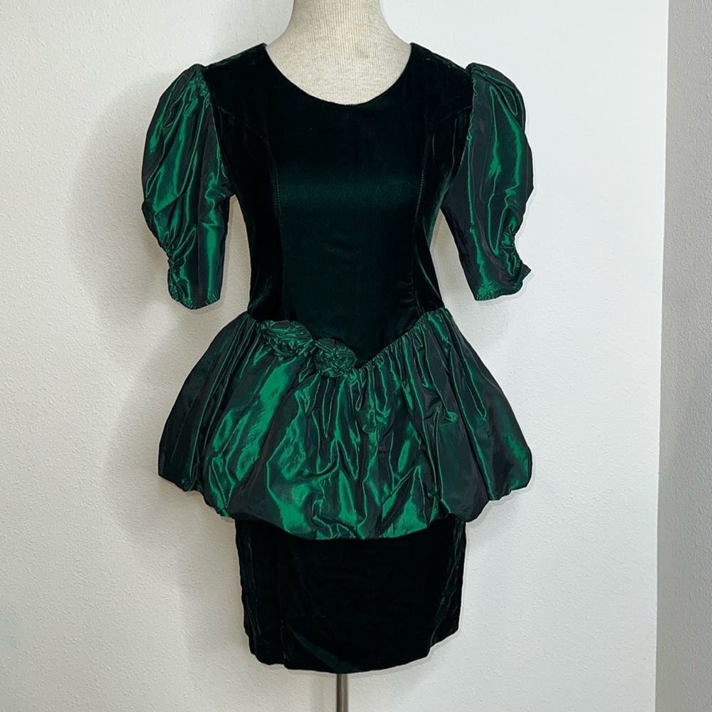 Gunne Sax Jessica McClintock Vintage Holiday Peplum Dress
